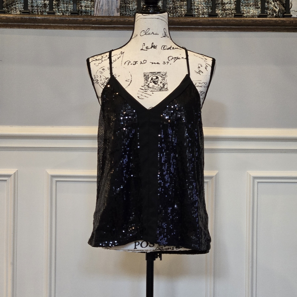 Black Sequin Tank Top